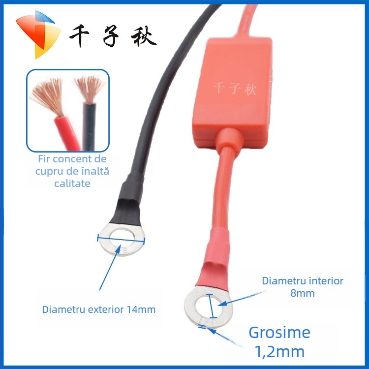 Cleme EC5 pentru pornire de urgență a mașinii, cablu de alimentare 10 AWG, izolație din silicon, pentru baterie auto