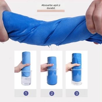 Prosop de microfibră pentru sport, uscare rapidă, cu buzunar, imprimeu suede-look, logo personalizabil (200 g)