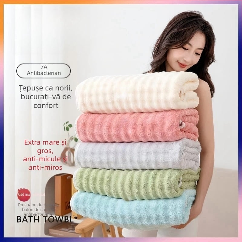 Prosop de baie Bubble Velvet, antibacterian, antiacarieni, împotriva mirosurilor, pentru adulți, absorbant, uscare rapidă, extra mare, moale