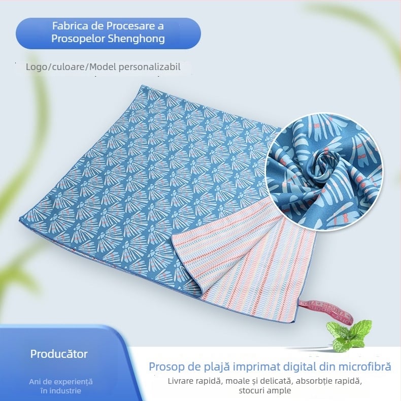 Prosop de plajă cu imprimare digitală, fibră foarte fină, 32 fire, greutate 200–299 g, imprimare
