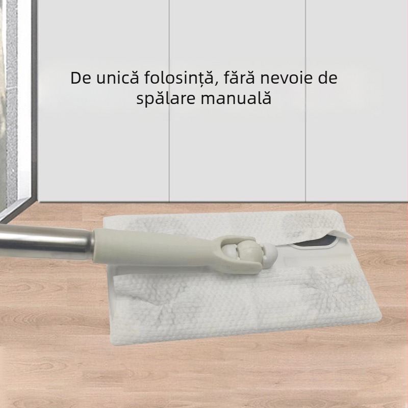 Mop plat pentru față cu prosop de față, tijă din oțel inoxidabil, acționare cu un singur motor, încărcare directă a prosoapelor, tijă obișnuită + placă din plastic