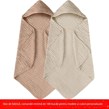 Prosop de baie pentru bebeluși cu mantie | bumbac absorbant | țesătură plată | model dungat | 300–400 g/m²