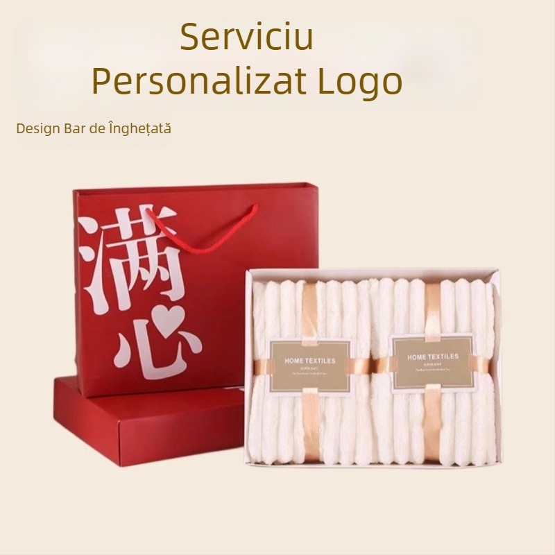 Set de două prosoape din velur coral într-o cutie cadou, imprimare logo disponibilă, 260 g, țesătură Jacquard.