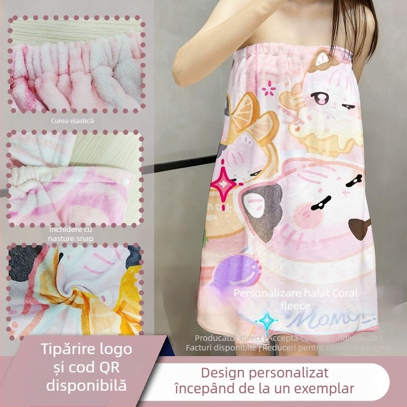 Prosop de baie din fleece coral, 200 g, poliester 90% / bumbac 10%, personalizare disponibilă, imprimare logo