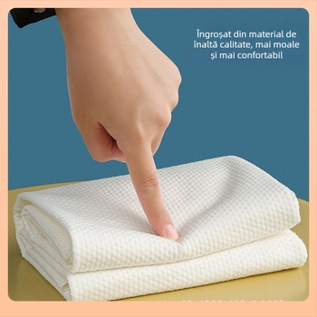 Prosop de baie de unică folosință, îngroșat, portabil și ambalaj individual pentru călătorii și hoteluri; material din fibre vegetale; absorbție 5-10 s.