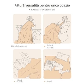 Pătură dublu fețe din fleece, culoare solidă, ușoară, pentru toate anotimpurile