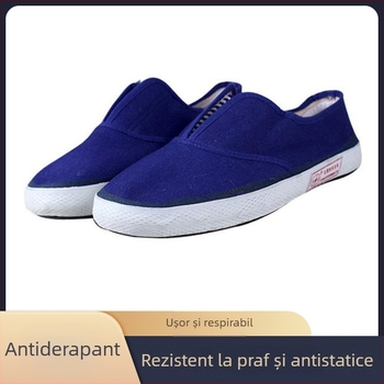 Pantofi anti-statice Shuang'an din pânză, talpă din cauciuc, toc mic, anti-derapare