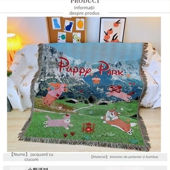 Pătură țesută tricot din fir de bumbac, cu logo personalizat, decor pentru canapea