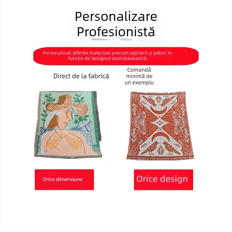 Pătură țesută tricot din fir de bumbac, cu logo personalizat, decor pentru canapea