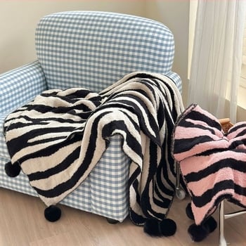 Cuvertură Chenille cu model zebra, stil Nordic, 1000–1499 g, pentru toate anotimpurile