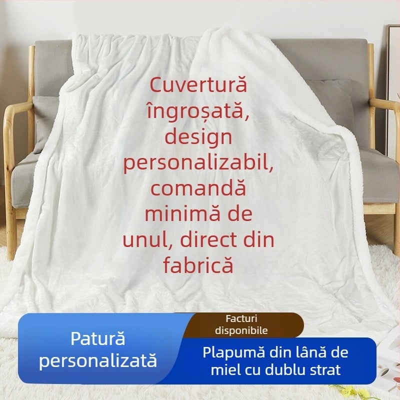 Pătură de flanel cu două straturi, personalizabilă, cu model geometric, greutate 500–799 g, stil Ins