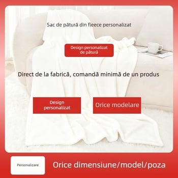 Pătură din flanel cu design personalizat pe fotografie, model animație desene animate, poliester, potrivită pentru toate sezoanele