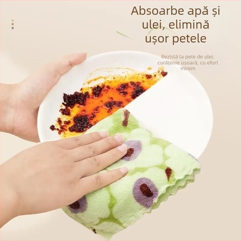 Prosop din microfibră pentru vase, imprimeu avocado, velur coral, multifuncțional pentru vase și boluri