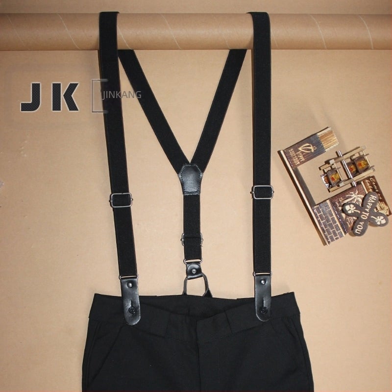 Jinkang Cure elastice unisex pentru pantaloni, cu 3 clipsuri, reglabile, încrucișate, serigrafie