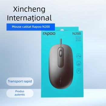 Rapoo N200 mouse optic cu fir, interfață USB, 1000dpi, 3 butoane, compatibil cu laptop