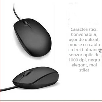 MS111 mouse optic USB cablat, 1000 DPI, 3 butoane, rotiță de scroll, cablu 1,5 m, pentru laptop