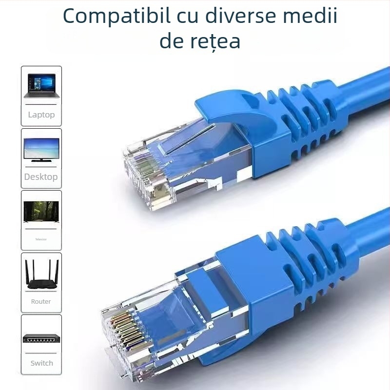 Cablu Ethernet Cat6, viteză Gigabit, interior și exterior, lungimi 1–20 m