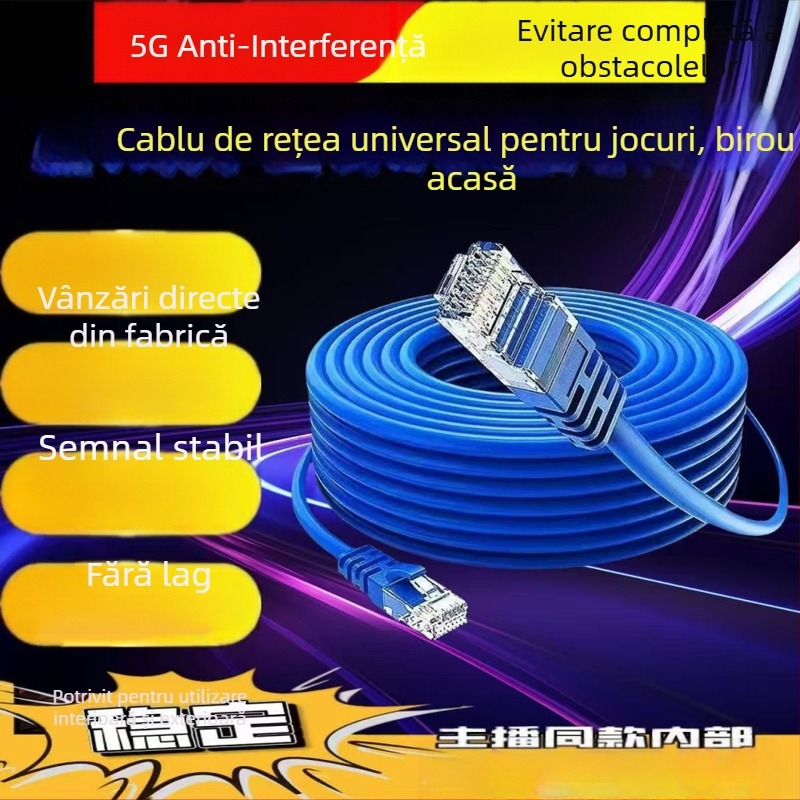 Cablu Ethernet Cat6, viteză Gigabit, interior și exterior, lungimi 1–20 m