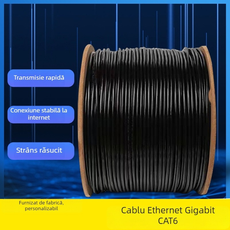 Cablu Ethernet exterior Cat6a, fără ecranare, RJ-45, conductor CCA, diametru fir 6.2, viteză de transmisie 100–1000 Gb