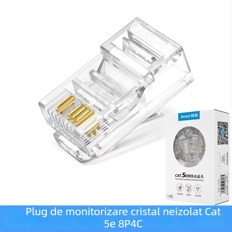 Jasoz/Jyson Cat5e RJ45 placat cu aur 8P4C conector de rețea cu patru conductoare pentru supraveghere