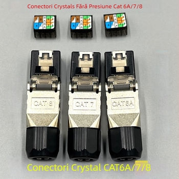 Conector RJ45 Cristal Ecranat Cat6A/7/8 — Montaj fără instrumente, pentru rețele de calculatoare