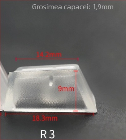 Set capace R4R3 pentru tastatură mecanică, ABS transparent, finisaj mat, compatibil cu axa încrucișată