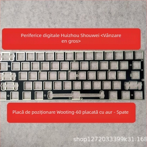 Wooting60He Placă de Poziționare cu Dublă Față pentru Tastaturi Hot-Swappable de 60/61 Taste | Prelucrare CNC, Electroplacare; Poziționare pe Ax Magnetic și Mecanic