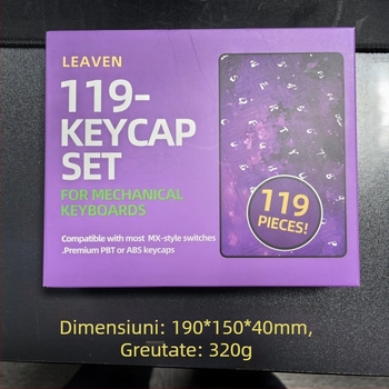 Set de capace din plastic pentru tastatură mecanică universală, design irizant ceață-stelar, model Symphony of Mist, set mic complet de 119 taste, 320 g