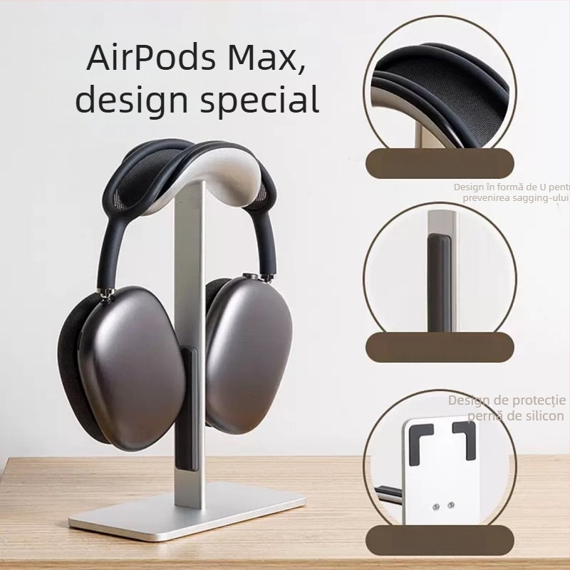 Suport pentru căști AirPods Max - model Z-28, universal, funcție de repaus, pachet include produs, șurub, șurubelniță