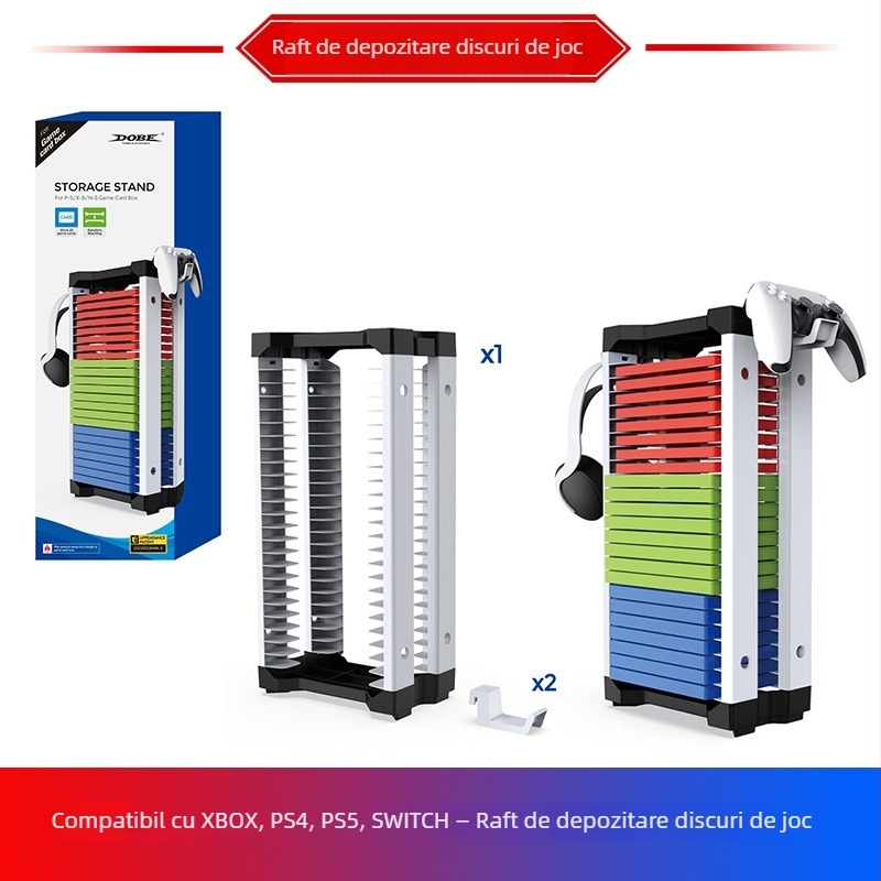 Raft de stocare pentru discuri și carduri de joc cu cârlig pentru căști – material ABS, OEM, greutate 921 g