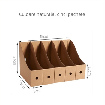 Cutie de depozitare pentru birou din hârtie kraft cu compartimente, pliabilă și stivuibilă, 18 L