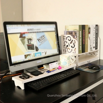 Beiyu Suport creativ pentru tastatură – panou din lemn-plastic, 1 nivel, organizare desktop, multifuncțional