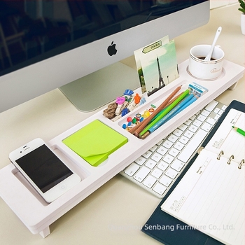 Beiyu Suport creativ pentru tastatură – panou din lemn-plastic, 1 nivel, organizare desktop, multifuncțional