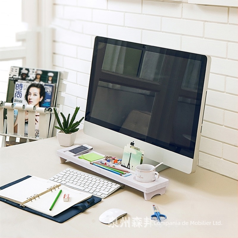 Beiyu Suport creativ pentru tastatură – panou din lemn-plastic, 1 nivel, organizare desktop, multifuncțional