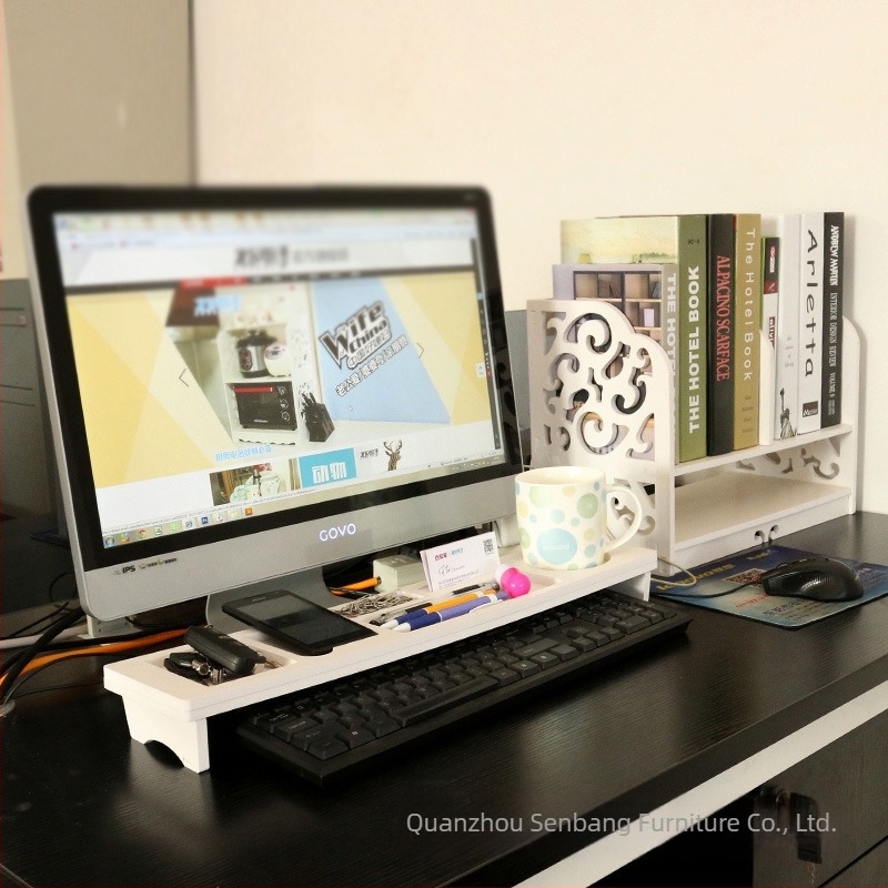 Beiyu Suport creativ pentru tastatură – panou din lemn-plastic, 1 nivel, organizare desktop, multifuncțional