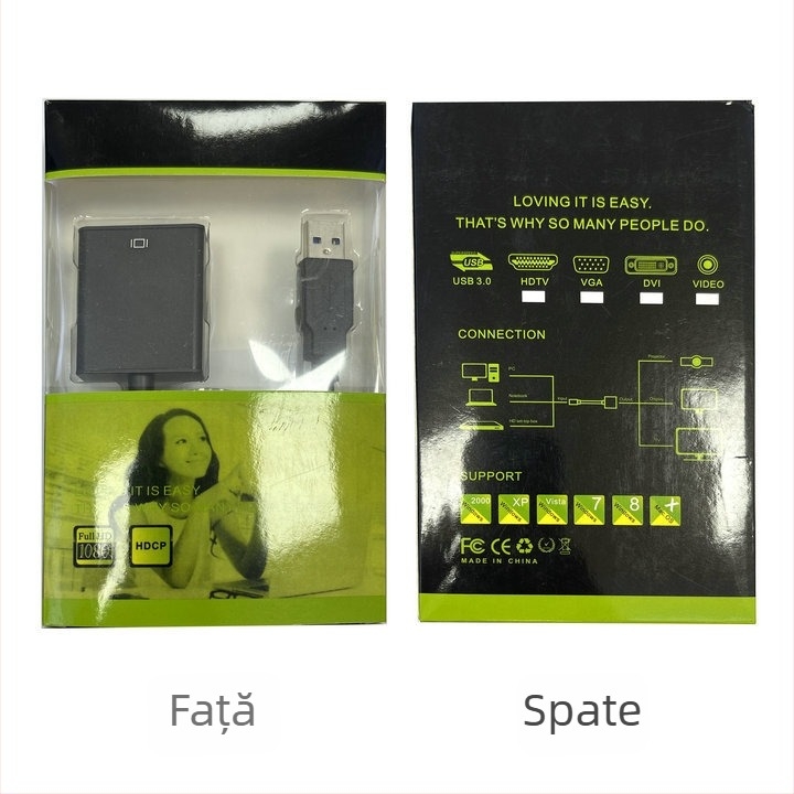 Adaptor USB la HDMI cu driver, USB 3.2 Gen1, HDMI femelă, 1080p