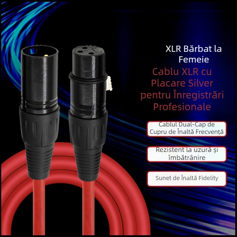 Cablu audio pentru microfon cu condensator, cablu echilibrat ecranat, conductori de cupru, miez din oțel acoperit cu cupru