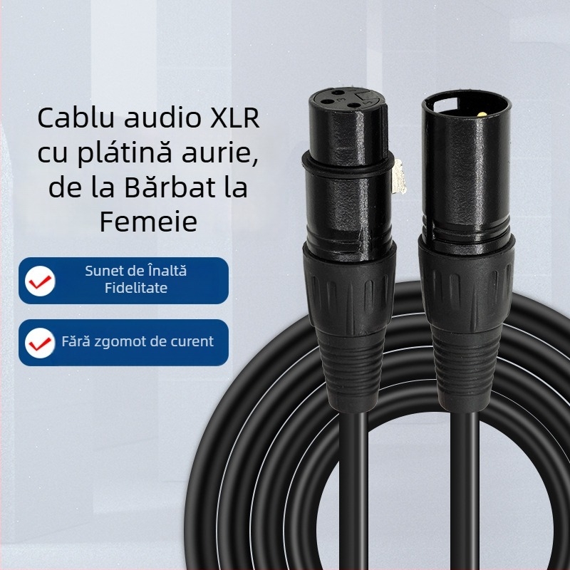 Cablu audio pentru microfon cu condensator, cablu echilibrat ecranat, conductori de cupru, miez din oțel acoperit cu cupru