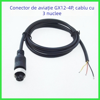 GX12-4P conector feminin aviation, cablu cu 3 conductori pentru cameră de supraveghere auto, extensie pentru capul avionului