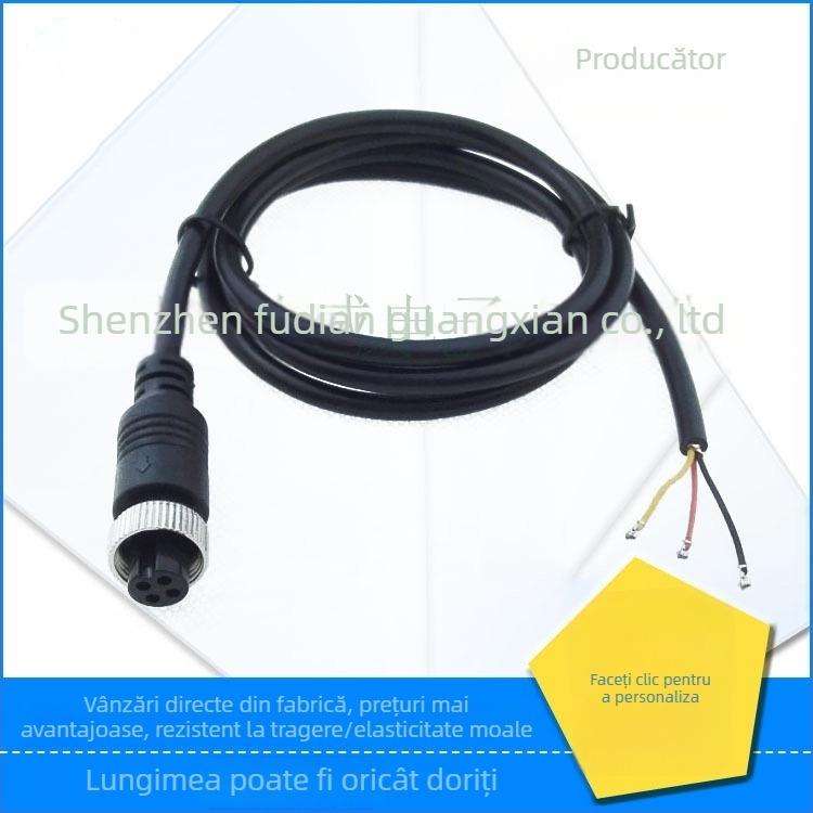 GX12-4P conector feminin aviation, cablu cu 3 conductori pentru cameră de supraveghere auto, extensie pentru capul avionului