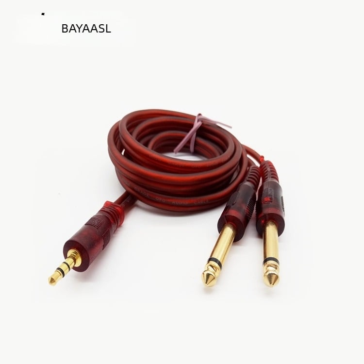 Adaptor audio cablu: 3,5 mm la dual 6,35 mm, nucleu de cupru, înveliș PVC, Model: 3.5 to Dual 6.35 Audio Adapter pentru mixer