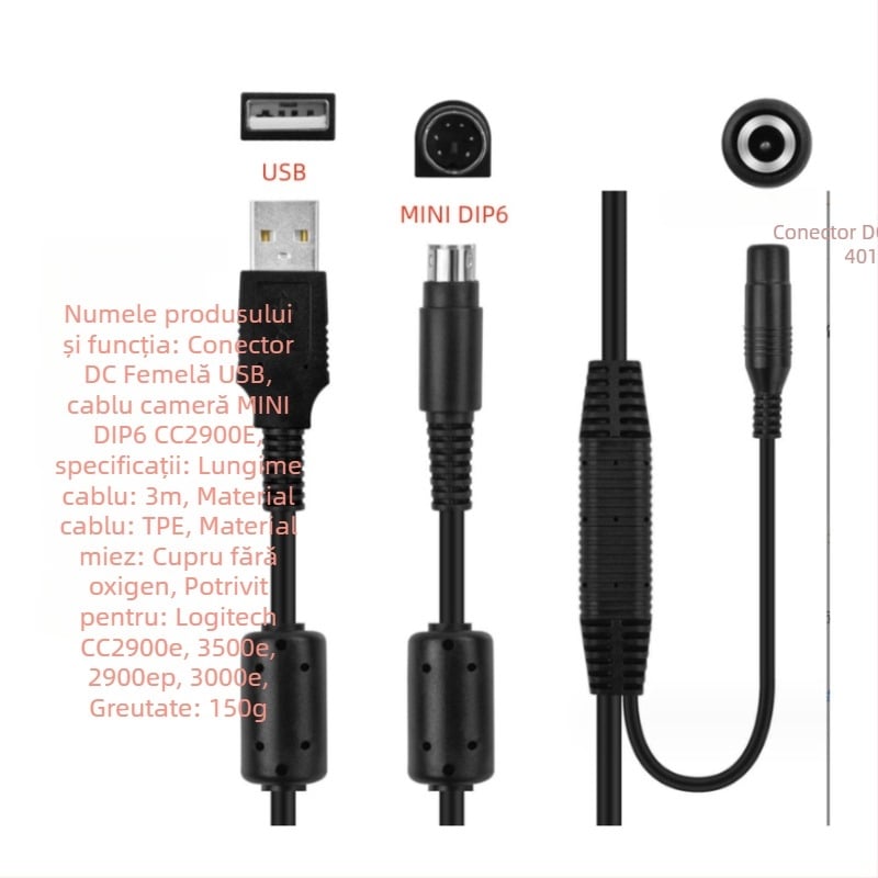 Cablu de cameră, 3 m, compatibil cu CC2900e/3500e/2900ep/3000e, OEM