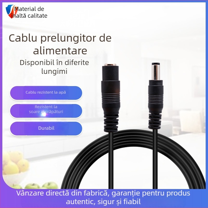 Cablu de prelungire DC din cupru pur pentru camera Fluorite, 5V–12V, 3 pini, izolație din silicon PVC