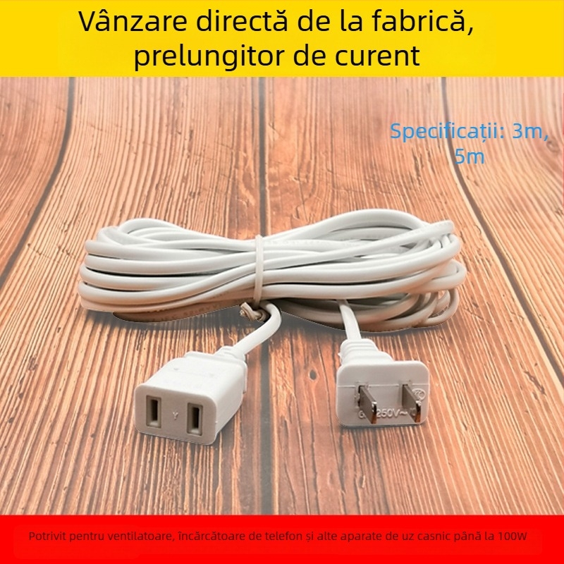 Cablu de prelungire pentru alimentare, utilizare în interior — izolație PVC, conductor din cupru/aluminiu, prelungire AC pentru uz casnic, funcționează la -10°C