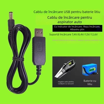 YL K8715 cablu OEM de alimentare/încărcare de 1 m, pentru 5V→8.4V aspiratoare și 5V→12.6V dispozitive de înfrumusețare cu baterie litiu USB încărcare