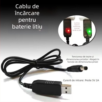 YL K8715 cablu OEM de alimentare/încărcare de 1 m, pentru 5V→8.4V aspiratoare și 5V→12.6V dispozitive de înfrumusețare cu baterie litiu USB încărcare