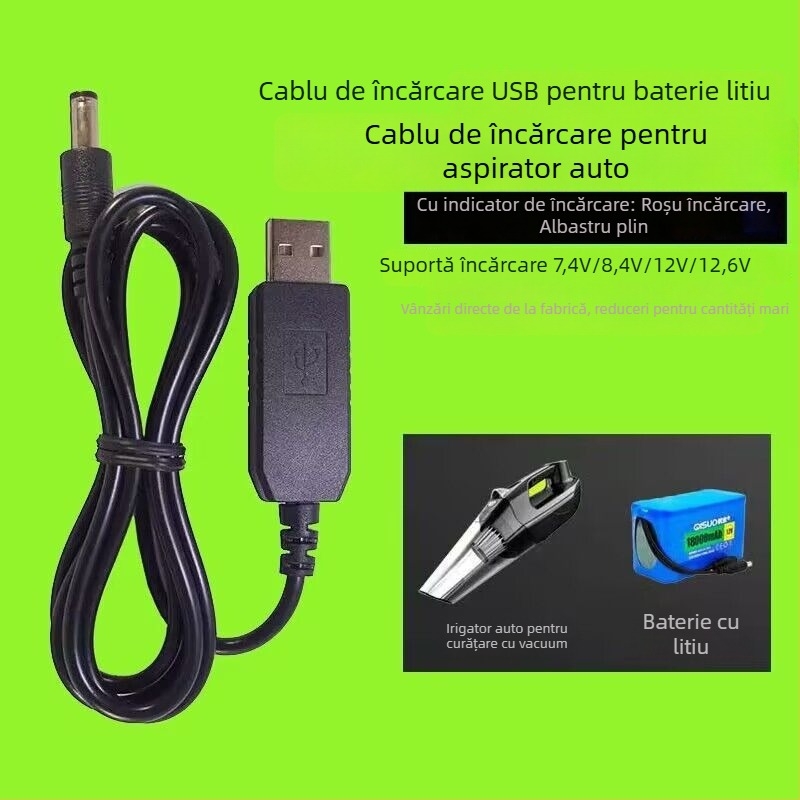 YL K8715 cablu OEM de alimentare/încărcare de 1 m, pentru 5V→8.4V aspiratoare și 5V→12.6V dispozitive de înfrumusețare cu baterie litiu USB încărcare