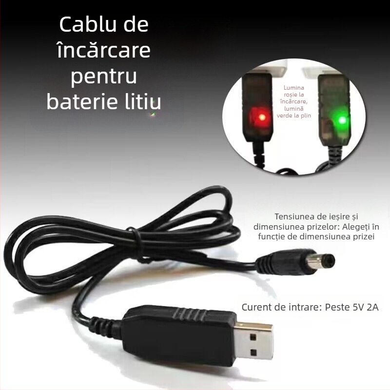 YL K8715 cablu OEM de alimentare/încărcare de 1 m, pentru 5V→8.4V aspiratoare și 5V→12.6V dispozitive de înfrumusețare cu baterie litiu USB încărcare