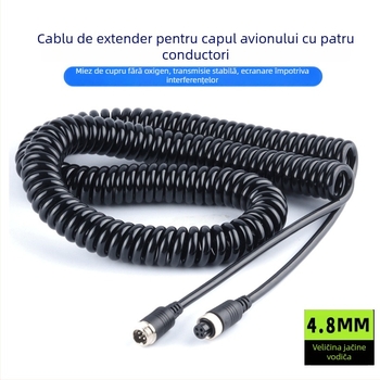 Cablu extensie cameră de recul camion, AV video patru canale, 3 m cupru pur, ecran dublu, 12–36V