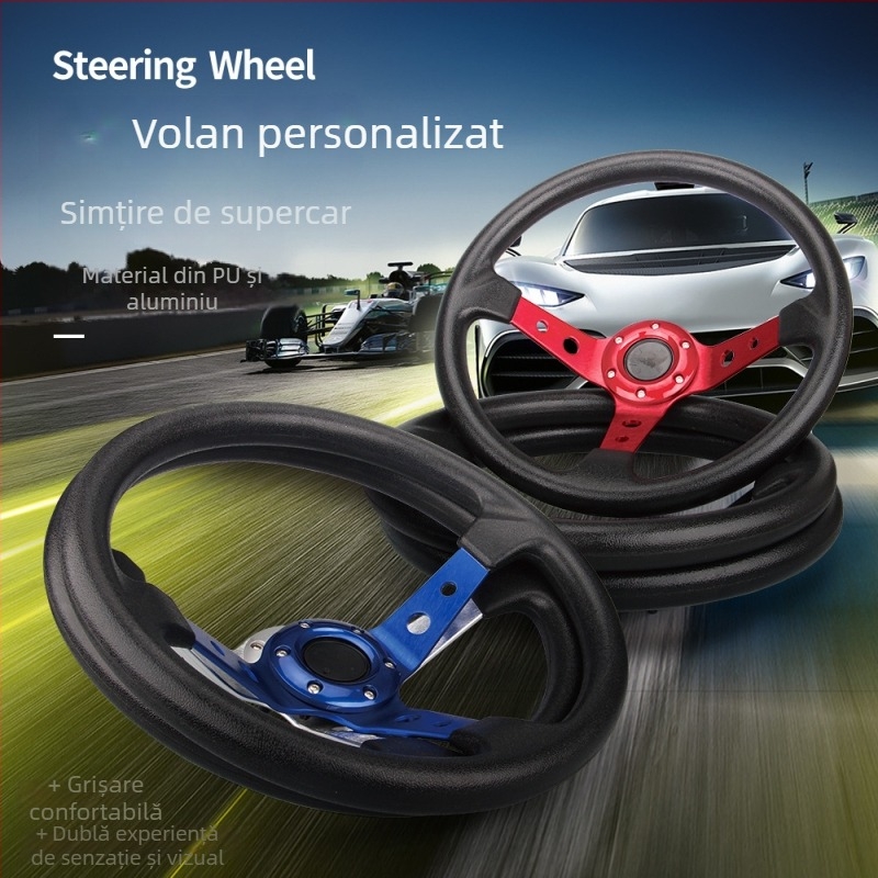 Volan de curse din PU, design adânc, compatibilitate generală